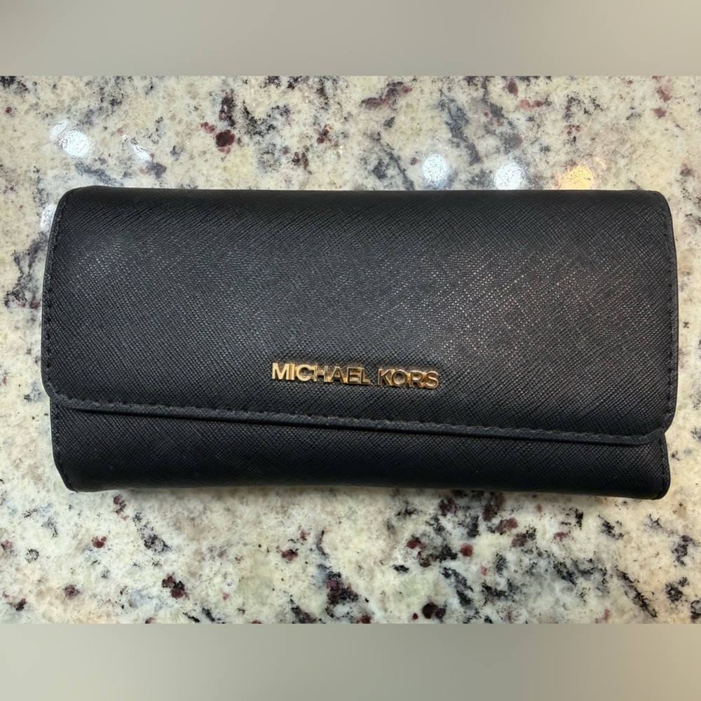Michael Kors Black and Gold Clutch